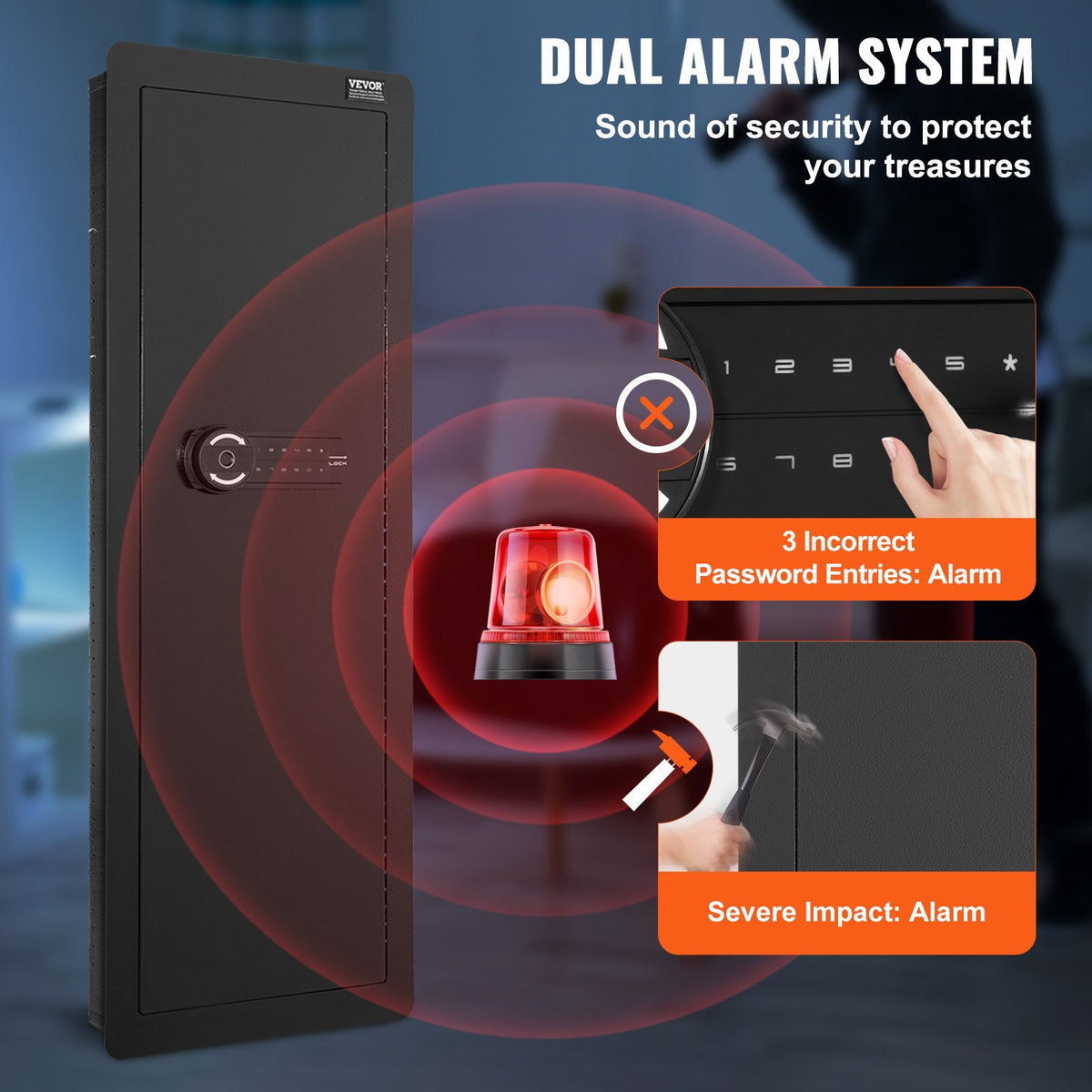 VEVOR 109 cm Tall Gun Safe, 4-Tier, Hidden Gun Safe with Keypad and Fingerprint Reader