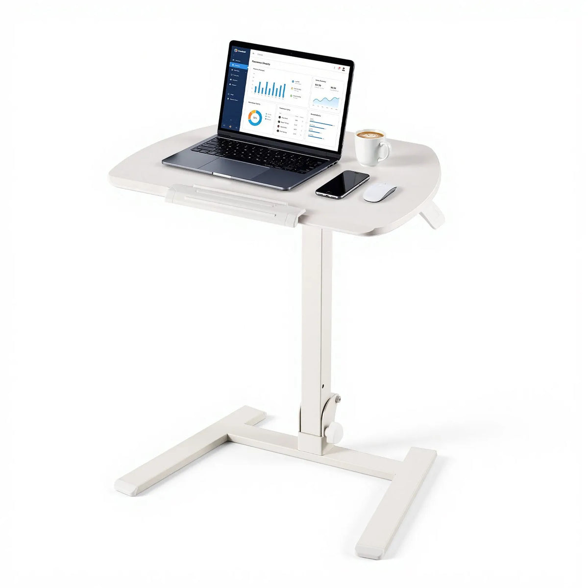 VEVOR Fully Assembled Mobile Sit-Stand Work Table with Adjustable Height, Tilting Surface, Pneumatic Lifting and 15 kg Load Capacity, 650 × 480 mm