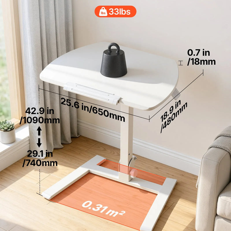 VEVOR pilnībā samontēts mobilais sēdus-stāvus darba galds ar regulējamu augstumu, noliecamu virsmu, pneimatisko pacelšanu un 15 kg nestspēju, 650 × 480 mm