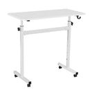 VEVOR mobilais sēdus-stāvus darba galds ar regulējamu augstumu, bloķējamiem riteņiem, āķi un 25 kg slodzi, 810 × 410 mm, balts