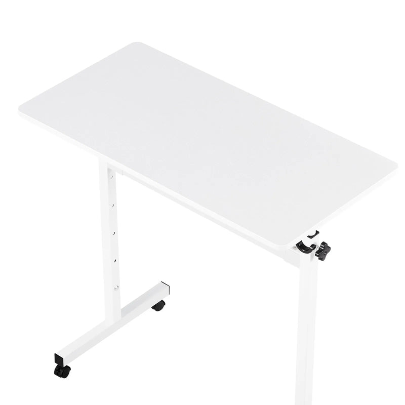 VEVOR mobilais sēdus-stāvus darba galds ar regulējamu augstumu, bloķējamiem riteņiem, āķi un 25 kg slodzi, 810 × 410 mm, balts