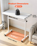 VEVOR mobilais sēdus-stāvus darba galds ar regulējamu augstumu, bloķējamiem riteņiem, āķi un 25 kg slodzi, 810 × 410 mm, balts