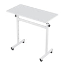 VEVOR mobilais sēdus-stāvus darba galds ar regulējamu augstumu, bloķējamiem riteņiem, āķi un 25 kg slodzi, 810 × 410 mm, balts