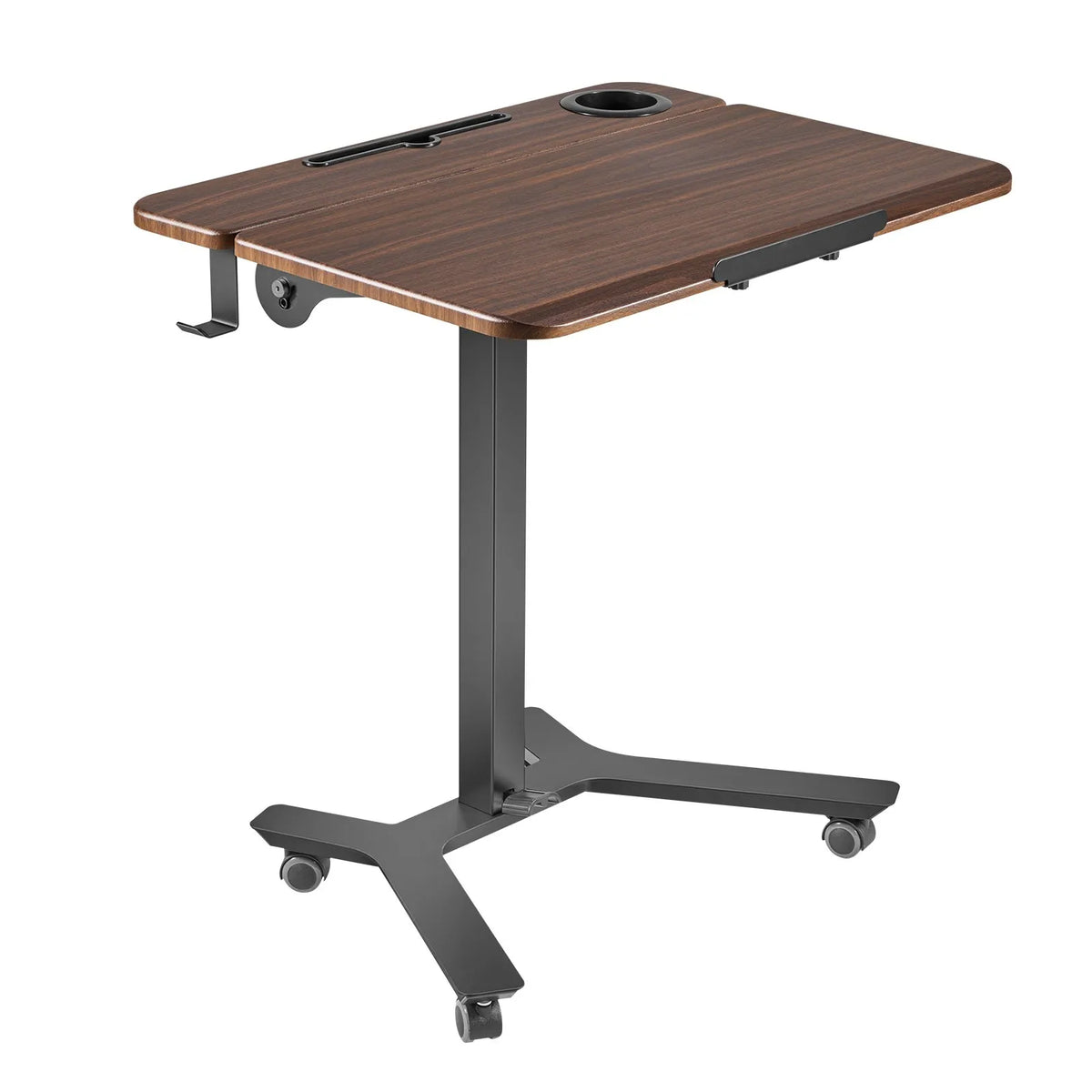VEVOR Mobile Adjustable Height Work Table with Tilting 71.5 × 52.5 cm Surface, Pneumatic Foot Pedal and 15 kg Load Capacity