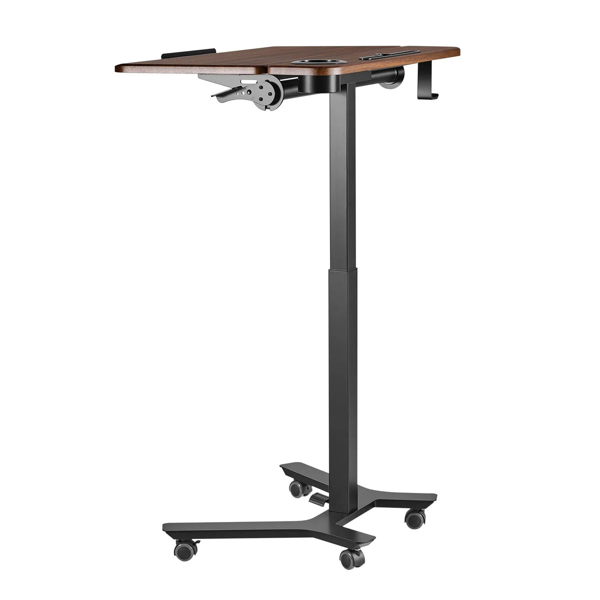 VEVOR Mobile Adjustable Height Work Table with Tilting 71.5 × 52.5 cm Surface, Pneumatic Foot Pedal and 15 kg Load Capacity