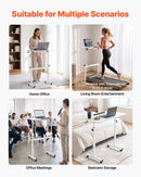 VEVOR mobilais sēdus-stāvus darba galds ar regulējamu augstumu, 360° grozāmu virsmu, āķi, bloķējamiem riteņiem un 25 kg nestspēju, 810 × 410 mm