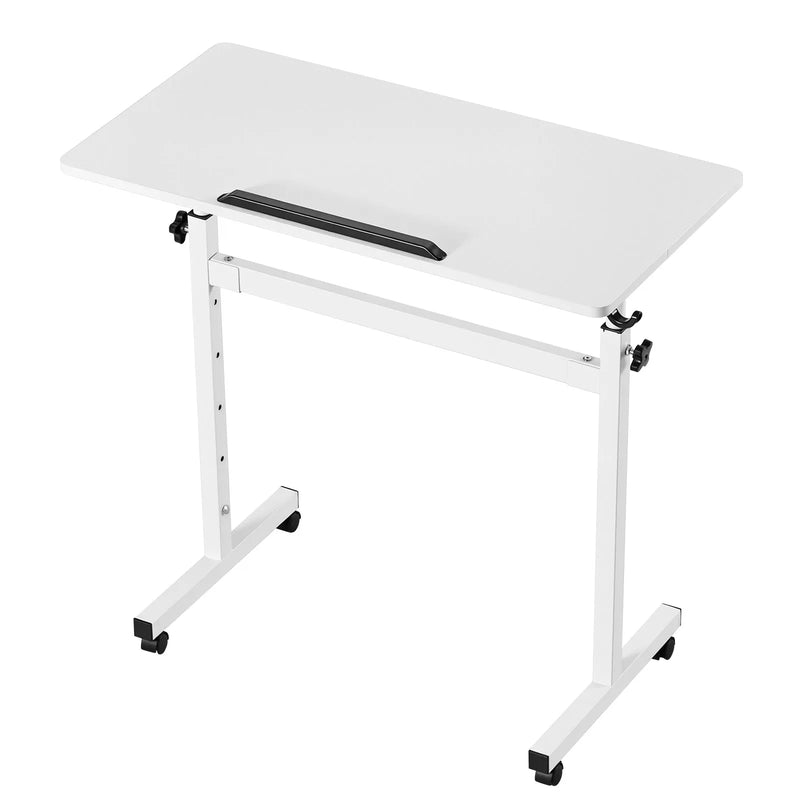 VEVOR mobilais sēdus-stāvus darba galds ar regulējamu augstumu, 360° grozāmu virsmu, āķi, bloķējamiem riteņiem un 25 kg nestspēju, 810 × 410 mm