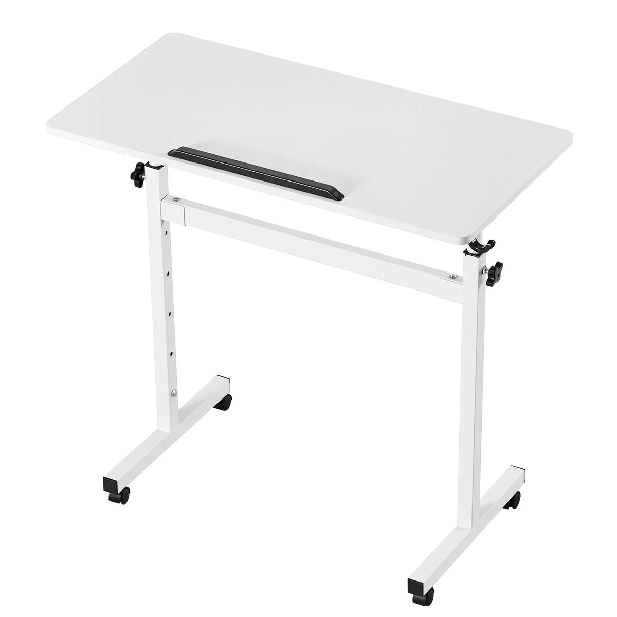 VEVOR Mobile Sit-Stand Work Table with Adjustable Height, 360° Rotating Surface, Hooks, Lockable Wheels and 25 kg Load Capacity, 810 × 410 mm
