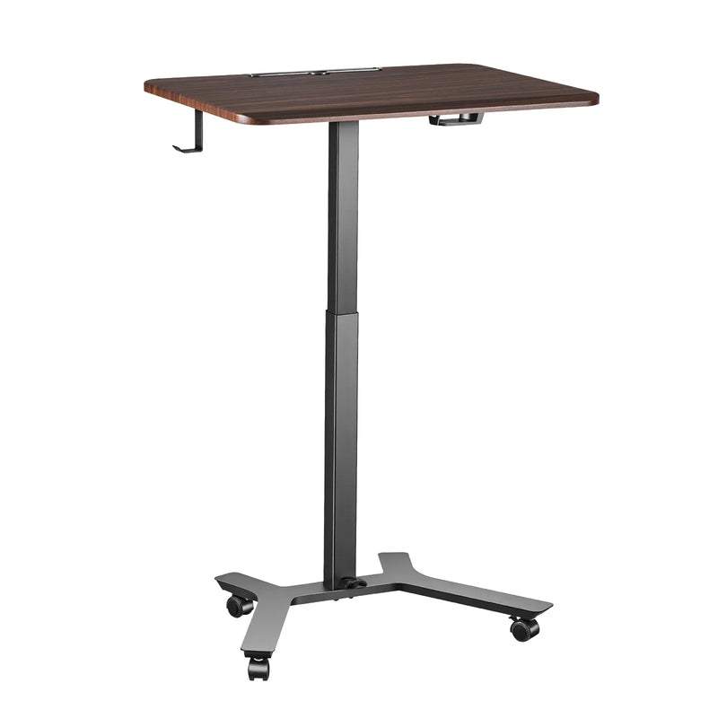VEVOR mobilais sēdus-stāvus darba galds ar regulējamu augstumu, riteņiem, āķi, kājas pedāli, pneimatisko pacelšanu un 15 kg nestspēju, 715 × 520 mm