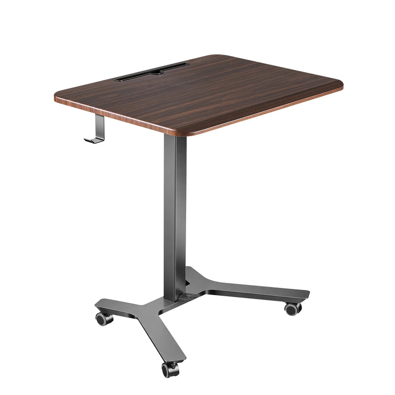 VEVOR mobilais sēdus-stāvus darba galds ar regulējamu augstumu, riteņiem, āķi, kājas pedāli, pneimatisko pacelšanu un 15 kg nestspēju, 715 × 520 mm