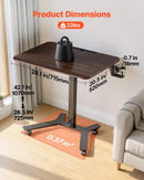 VEVOR mobilais sēdus-stāvus darba galds ar regulējamu augstumu, riteņiem, āķi, kājas pedāli, pneimatisko pacelšanu un 15 kg nestspēju, 715 × 520 mm