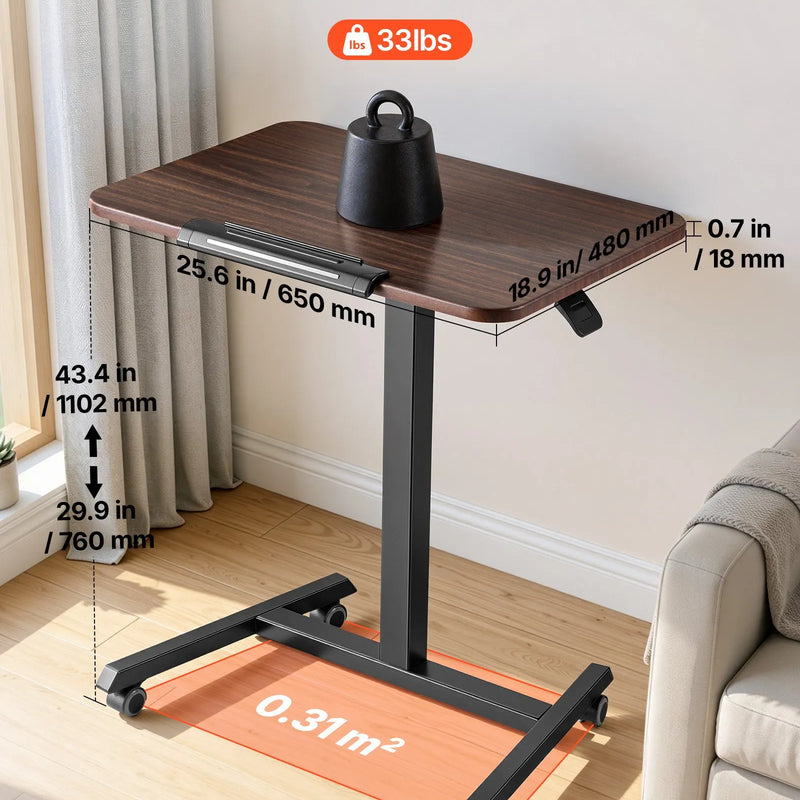 VEVOR mobilais sēdus-stāvus darba galds ar regulējamu augstumu, noliecamu virsmu, 4 riteņiem un 15 kg nestspēju, 650 × 480 mm