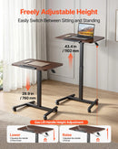 VEVOR mobilais sēdus-stāvus darba galds ar regulējamu augstumu, noliecamu virsmu, 4 riteņiem un 15 kg nestspēju, 650 × 480 mm