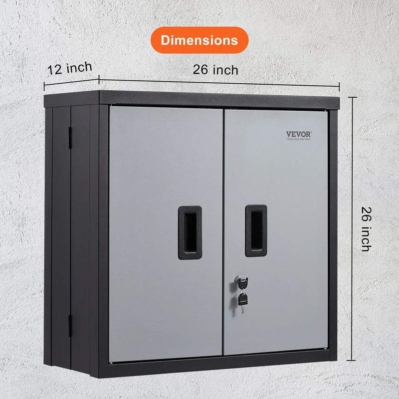 Metāla salokāms sienas skapis 660 mm ar regulējamu plauktu, magnētiskām durvīm un 108,8 kg nestspēju, melns