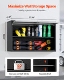 Metāla sienas skapis ar plauktu un augšup veramām durvīm, 77 × 30,5 × 50 cm, 108,9 kg kravnesība, piemērots garāžai, pagrabam, virtuvei un noliktavai (nepieciešama montāža)