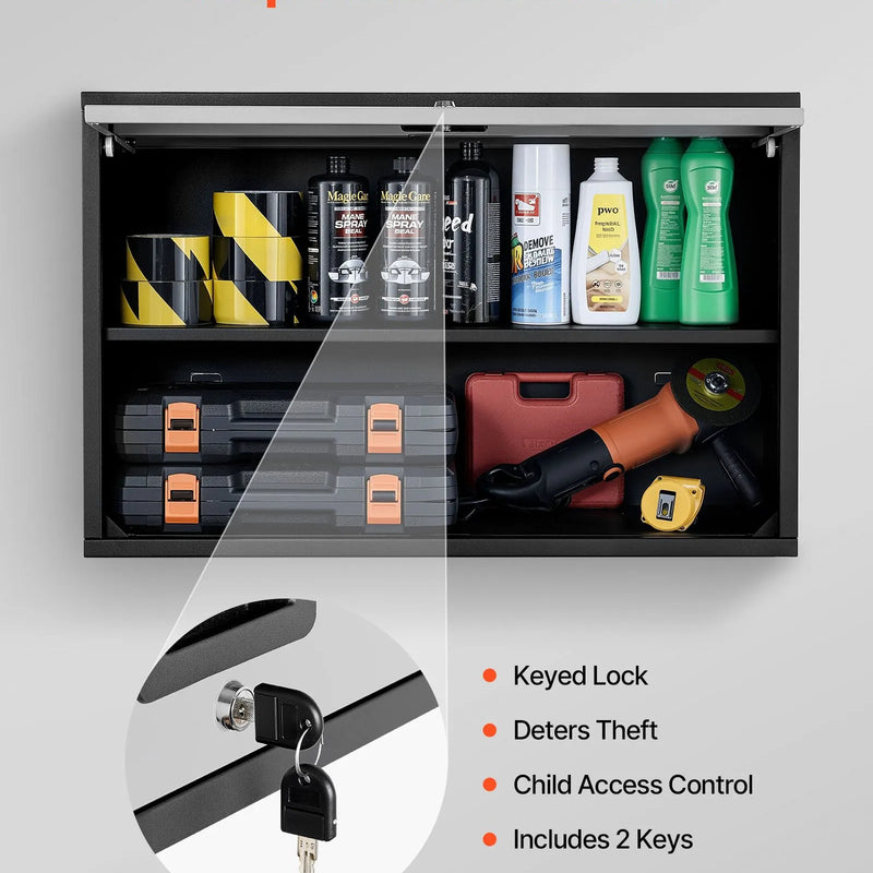 Metāla sienas skapis ar plauktu un augšup veramām durvīm, 77 × 30,5 × 50 cm, 108,9 kg kravnesība, piemērots garāžai, pagrabam, virtuvei un noliktavai (nepieciešama montāža)
