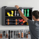 Metāla sienas skapis ar plauktu un augšup veramām durvīm, 77 × 30,5 × 50 cm, 108,9 kg kravnesība, piemērots garāžai, pagrabam, virtuvei un noliktavai (nepieciešama montāža)