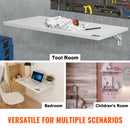 VEVOR pie sienas stiprināms salokāms galds, 900 × 500 mm, ar metāla kronšteinu, nolaižams galds kompaktām telpām, piemērots mājas birojam, ēdamzonai, veļas telpai, virtuvei un bāram, balts