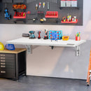 VEVOR pie sienas stiprināms salokāms galds, 900 × 500 mm, ar metāla kronšteinu, nolaižams galds kompaktām telpām, piemērots mājas birojam, ēdamzonai, veļas telpai, virtuvei un bāram, balts