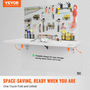 VEVOR pie sienas stiprināms salokāms galds, 1000 × 500 mm, ar metāla kronšteinu, nolaižams galds kompaktām telpām, piemērots mājas birojam, ēdamzonai, veļas telpai, virtuvei un bāram, balts