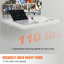 VEVOR pie sienas stiprināms salokāms galds, 1000 × 500 mm, ar metāla kronšteinu, nolaižams galds kompaktām telpām, piemērots mājas birojam, ēdamzonai, veļas telpai, virtuvei un bāram, balts