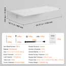 VEVOR pie sienas stiprināms salokāms galds 110 × 46 cm ar metāla kronšteinu, balta krāsa, piemērots mazām telpām — mājas birojam, ēdamzonai, veļas telpai, virtuvei vai bāram