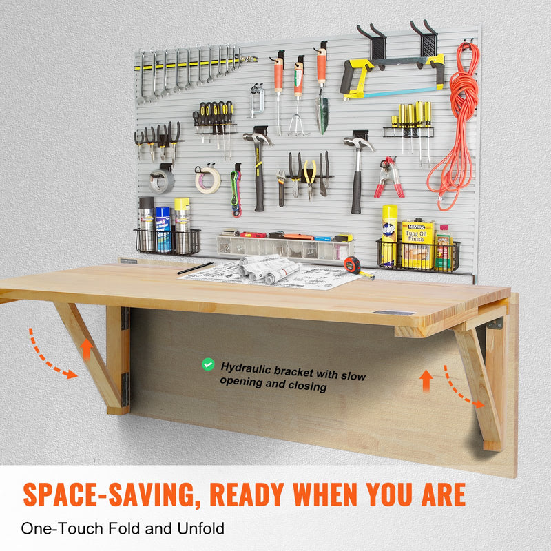 VEVOR pie sienas stiprināms nolokāmais galds, 800 × 600 mm, portatīvajam datoram, mājas birojam