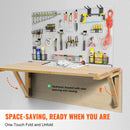 VEVOR pie sienas stiprināms nolokāmais galds, 800 × 600 mm, portatīvajam datoram, mājas birojam