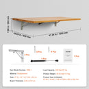 VEVOR pie sienas stiprināms salokāms galds, 1200 × 500 mm, ar metāla kronšteinu, nolaižams galds kompaktām telpām, piemērots mājas birojam, ēdamzonai, veļas telpai, virtuvei un bāram, gaiši brūns