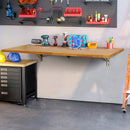 VEVOR pie sienas stiprināms salokāms galds, 1200 × 500 mm, ar metāla kronšteinu, nolaižams galds kompaktām telpām, piemērots mājas birojam, ēdamzonai, veļas telpai, virtuvei un bāram, gaiši brūns