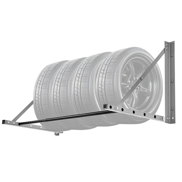 Sienas stiprināms salokāms riepu plaukts, regulējams 81–122 cm