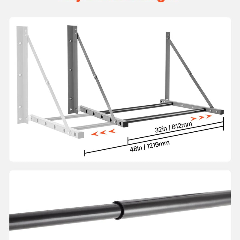 Sienas stiprināms salokāms riepu plaukts, regulējams 81–122 cm