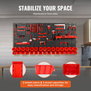 VEVOR sienas uzglabāšanas konteineru sistēma, 30 nodalījumi, organizators ar sienas paneļiem, turētājiem un āķiem, piemērots skrūvēm, naglām, uzgriežņiem, pērlītēm, pogām, melns/sarkans