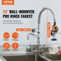 VEVOR Commercial Mixer Tap with Pre-rinse Sprayer, 63.5 cm, Wall-mounted, Brass
