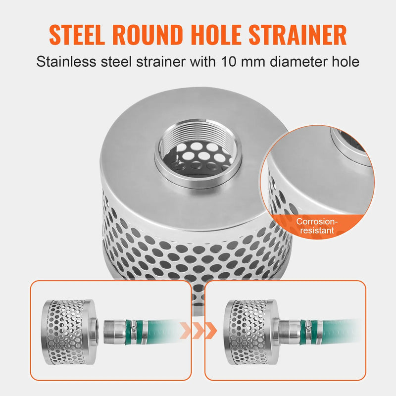 VEVOR sūkšanas šļūteņu komplekts ūdens sūkņiem, 51 mm × 19,8 m zilā skalošanas šļūtene, 6,1 m zaļā sūkšanas šļūtene, tērauda apaļo atveru filtrs, Camlock savienojumi, skavas un Cam & Groove adapteris, daudzfunkcionālai lietošanai