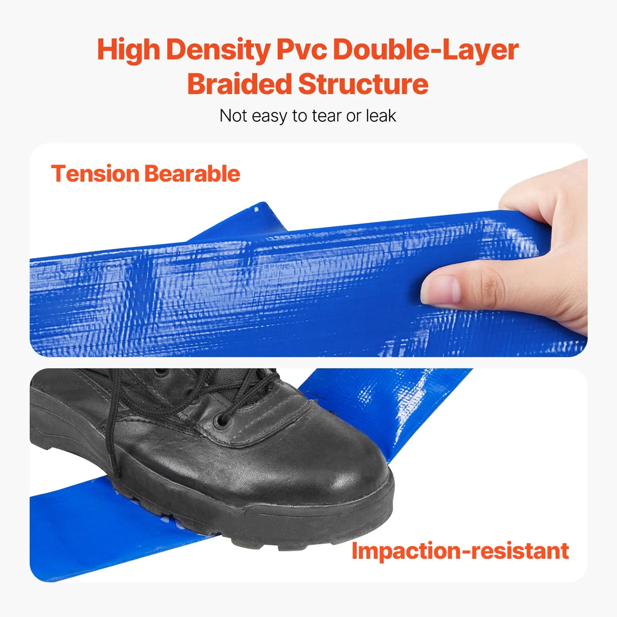 VEVOR Discharge Hose, 76 mm × 15.2 m, High-Quality Blue PVC Hose with Clamps, Camlock Couplings and Aluminium Fittings, Suitable for Various Pumps for Wastewater Treatment, Water Transfer and Agricultural Work