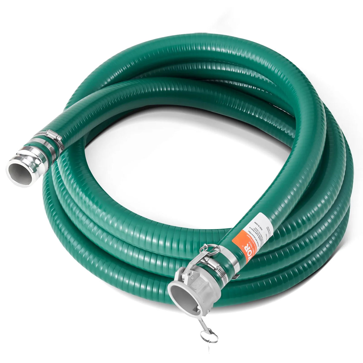 VEVOR Suction Hose, 51 mm × 6.1 m, High-Quality Green Hose with Camlock Couplings and Aluminium Fittings, Suitable for Various Pumps for Wastewater Treatment, Water Transfer and Agriculture