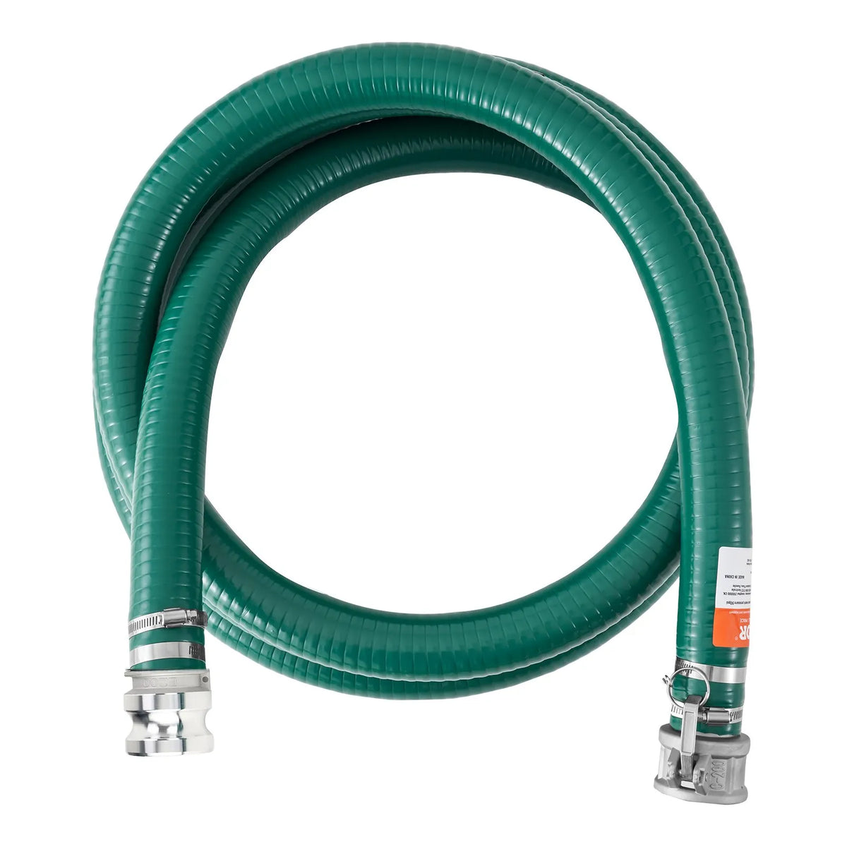 VEVOR Suction Hose, 51 mm × 6.1 m, High-Quality Green Hose with Camlock Couplings and Aluminium Fittings, Suitable for Various Pumps for Wastewater Treatment, Water Transfer and Agriculture