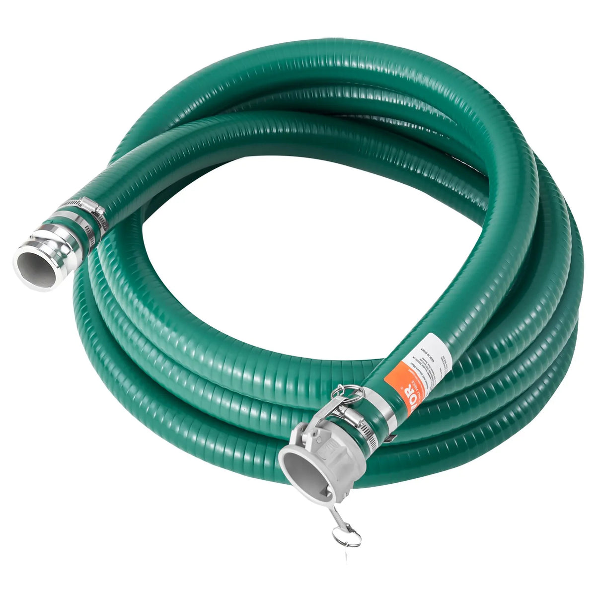 VEVOR Suction Hose, 51 mm × 6.1 m, High-Quality Green Hose with Camlock Couplings and Aluminium Fittings, Suitable for Various Pumps for Wastewater Treatment, Water Transfer and Agriculture