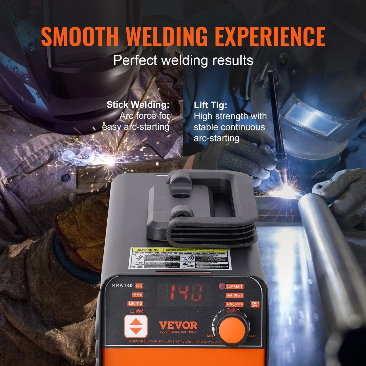 VEVOR ARC Electrode Welding Machine 140 A 2 in 1 – Stick and Lift TIG, 220 V, Hot Start