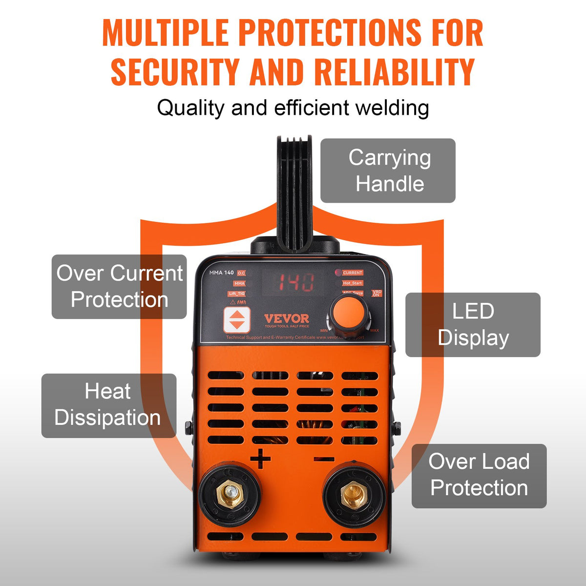 VEVOR ARC Electrode Welding Machine 140 A 2 in 1 – Stick and Lift TIG, 220 V, Hot Start