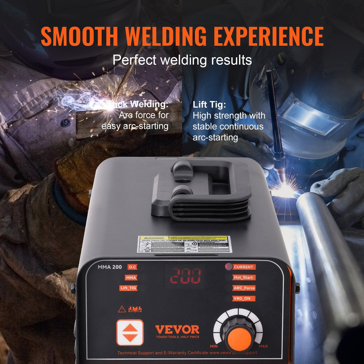 VEVOR ARC Welding Machine 200 A 2-in-1 – Stick and Lift TIG, 220 V, Hot Start
