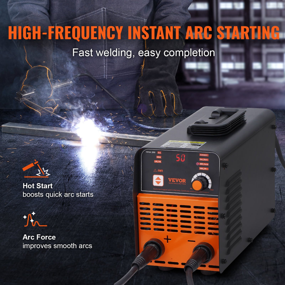 VEVOR ARC Welding Machine 200 A 2-in-1 – Stick and Lift TIG, 220 V, Hot Start