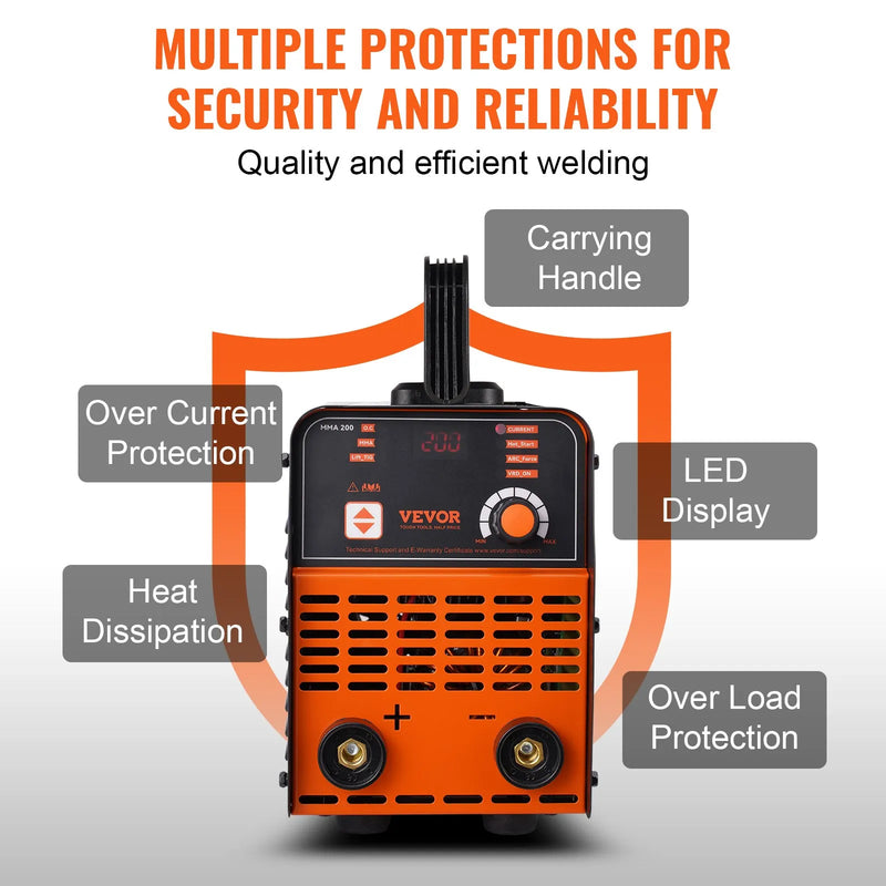 VEVOR ARC metināšanas aparāts 2-in-1, 110/220 V, 200 A, Lift TIG, karstā starta funkcija