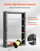 Vadu ruļļu statīvs ar 4 regulējamiem stieņiem - sienas stiprināms ruļļu turētājs ar 68 kg slodzes kapacitāti