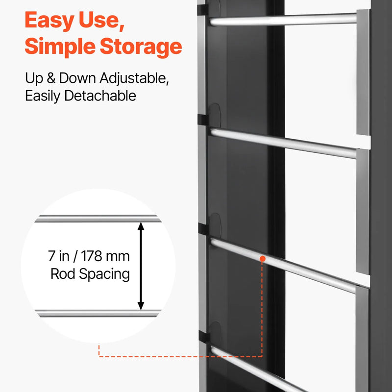 Vadu ruļļu statīvs ar 4 regulējamiem stieņiem - sienas stiprināms ruļļu turētājs ar 68 kg slodzes kapacitāti