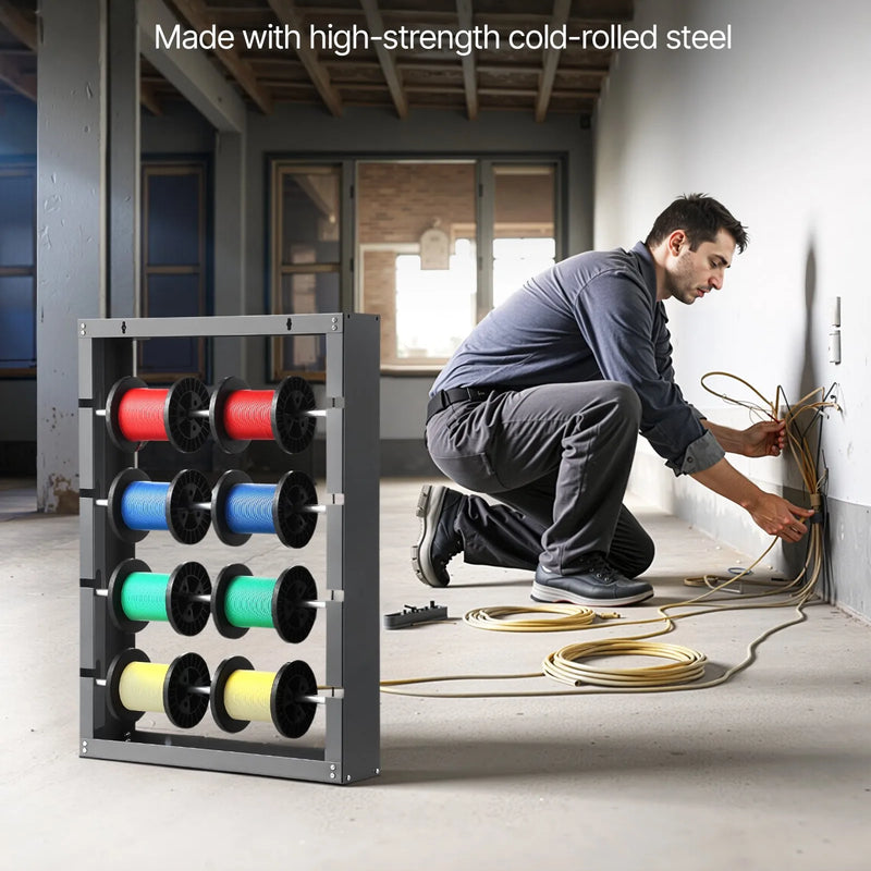 Vadu ruļļu statīvs ar 4 regulējamiem stieņiem - sienas stiprināms ruļļu turētājs ar 68 kg slodzes kapacitāti