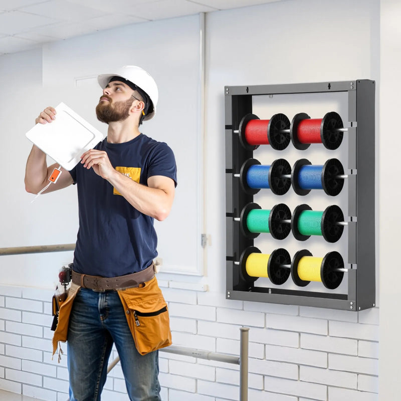 Vadu ruļļu statīvs ar 4 regulējamiem stieņiem - sienas stiprināms ruļļu turētājs ar 68 kg slodzes kapacitāti