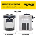 VEVOR 2200W Komerciālā Mīkstā Saldējuma Mašīna, 20-28 L/h, Galda Modelis, Piemērota Restorāniem, Bāriem, Kafejnīcām, Maiznīcām