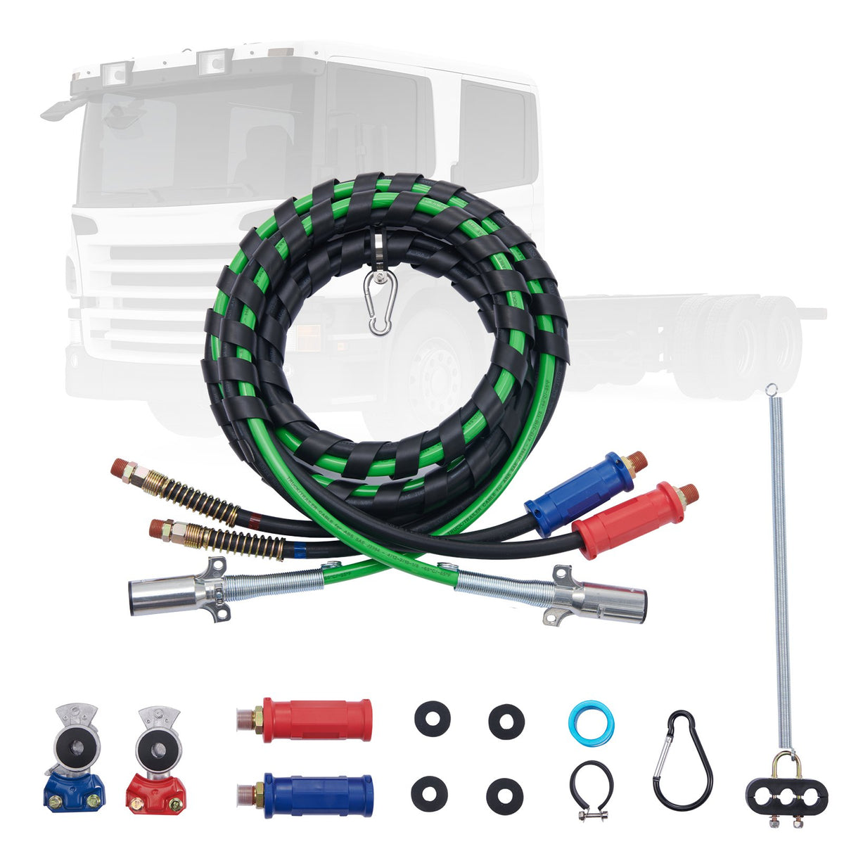 VEVOR 4.6 m 3-in-1 Pneumatic Hose Kit for Trucks with 2 Quick Couplers and Handles